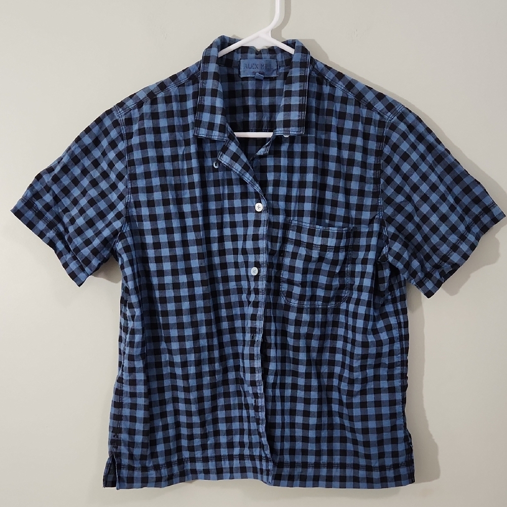 Alex Mill Blue and Black Plaid Button Down Shirt